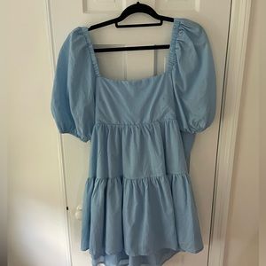 Blue Cutout Back Dress